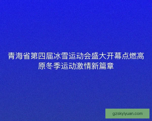 青海省第四届冰雪运动会盛大开幕点燃高原冬季运动激情新篇章