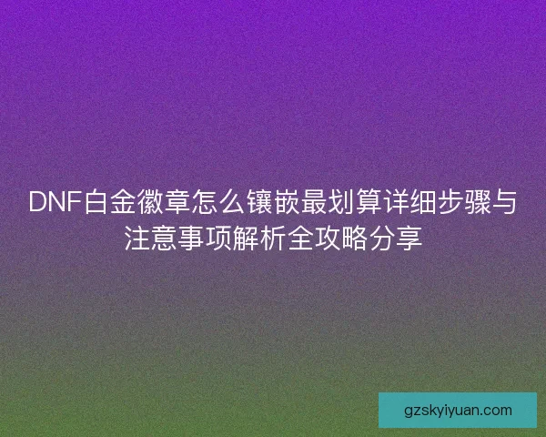 DNF白金徽章怎么镶嵌最划算详细步骤与注意事项解析全攻略分享