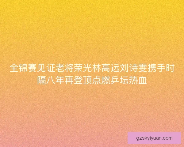 全锦赛见证老将荣光林高远刘诗雯携手时隔八年再登顶点燃乒坛热血